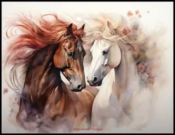 Embroidery Counted Cross Stitch Kits Needlework - Crafts 14 ct DMC Color DIY Arts Handmade Decor - Horses Long Hair