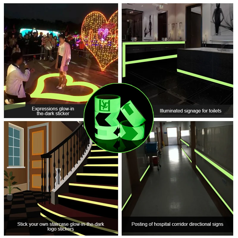 Warning Tape Self-luminous Glow In The Dark Tape Outdoor Safety Self-adhesive Fluorescent Stickers Tape for Stage Ground Stairs