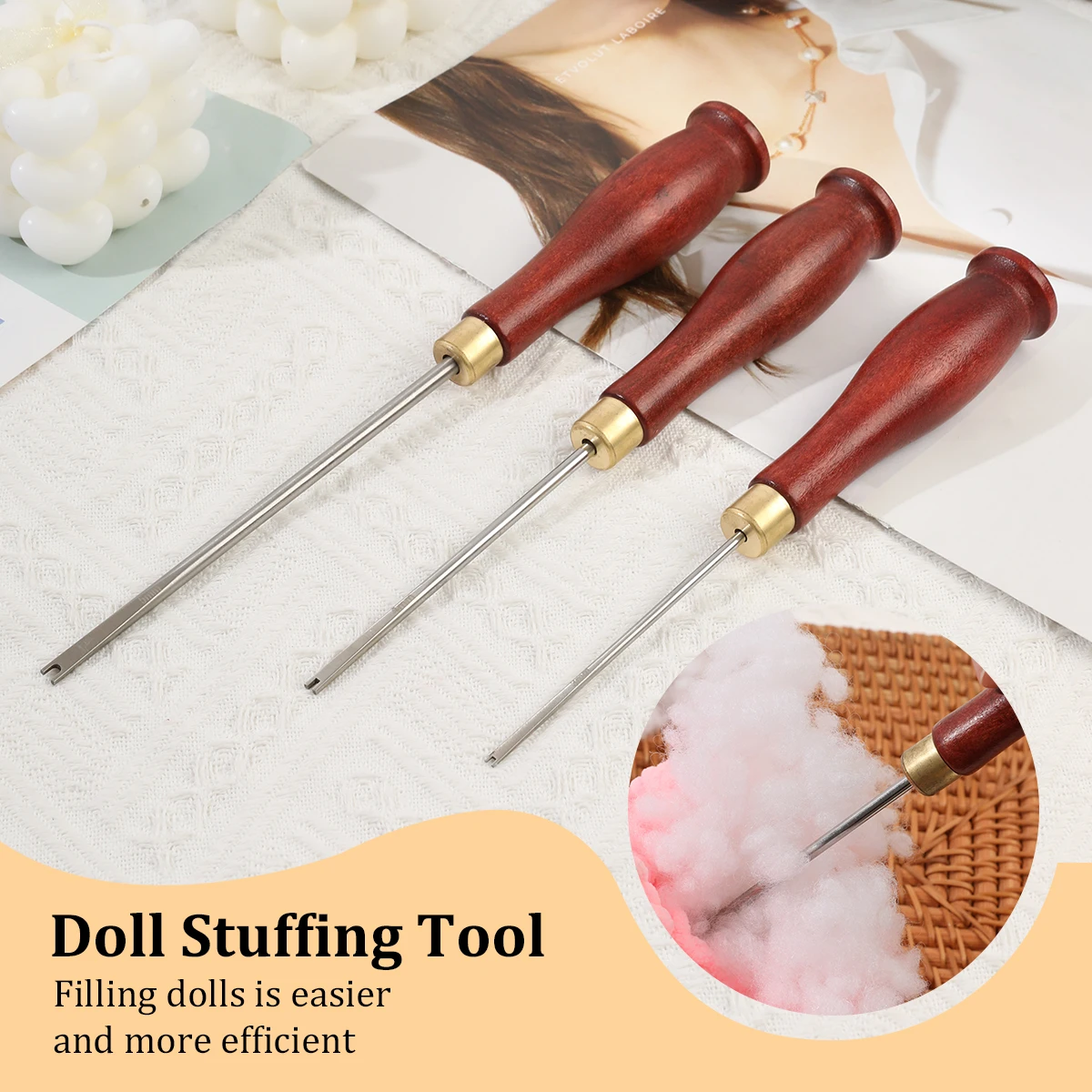 

DIY Handmade Doll Stuffing Tool: Plush Doll Stuffing Labor-Saving Wooden Handle (3/4/5mm)