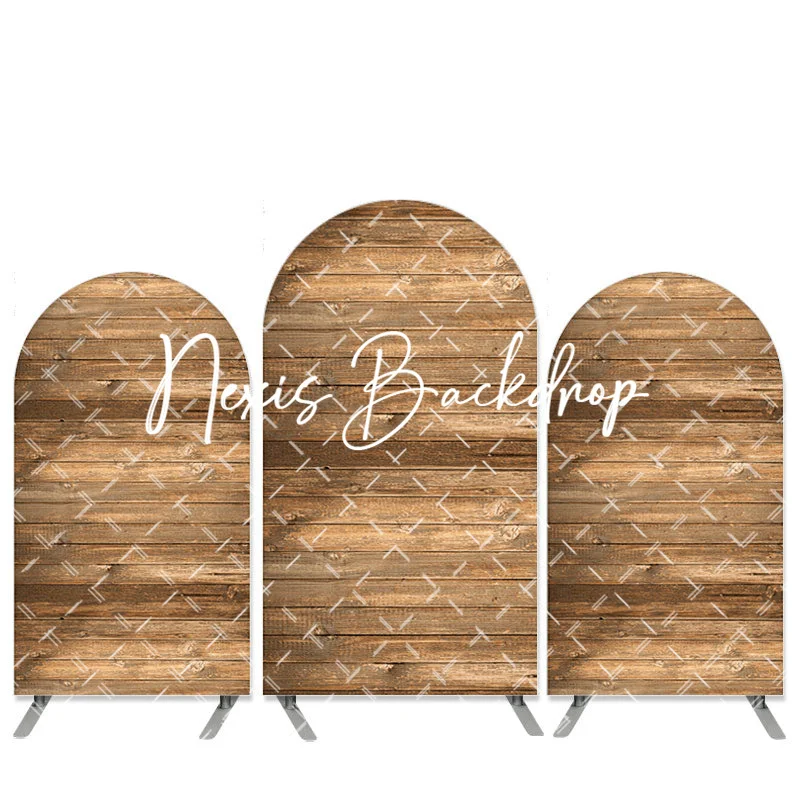 Arch Rustic Wood Wall Backdrop Natural Brown Wooden Board Photography Background Baby Shower Birthday Party Decoration Banner