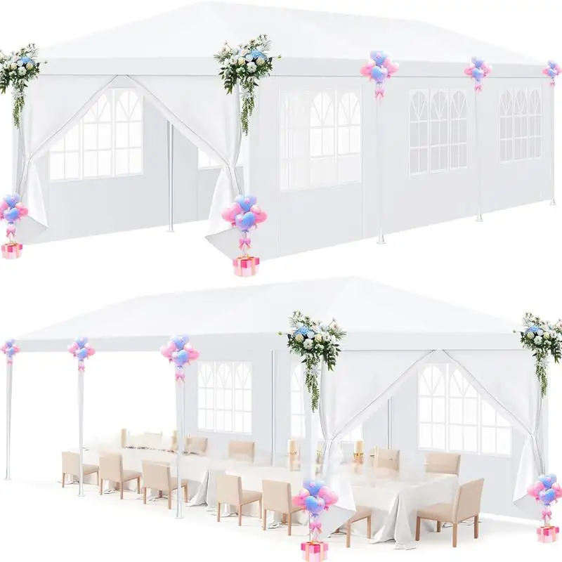 10x10/10X20/10x30FT Party Tent Outdoor Canopy Tent with Sidewalls Upgrade Removable, White Tents for Parties Waterproof