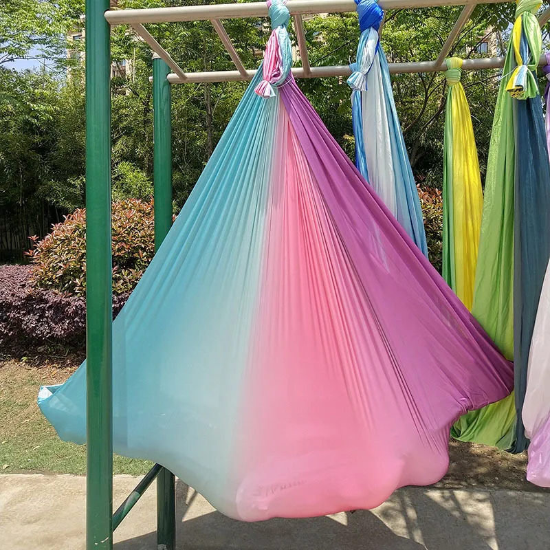 Anti-Gravity Aerial Yoga Hammock Yoga Swing Gradient Color Lateral Tension Fabric 4/5/6/7*2.8M for Antigravity Yoga Inversion