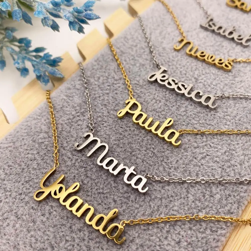 Stainless steel name necklace-personalized name silver pendant-women necklace-Personalized gifts for women-birthday-Christmas-Mother's Day-Valentine-etc.