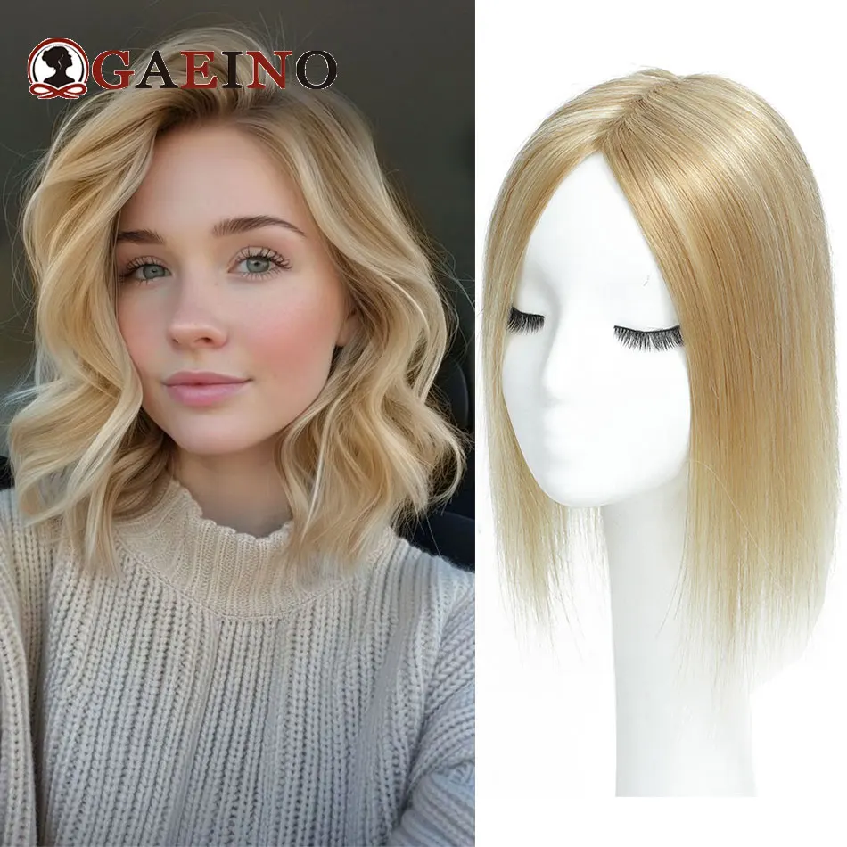 Human Hair Toppers for women  with Thinning Hair 100% human hair wigs 7*10cm Honey Blonde Mix Straight Hair Topper Hair Piece