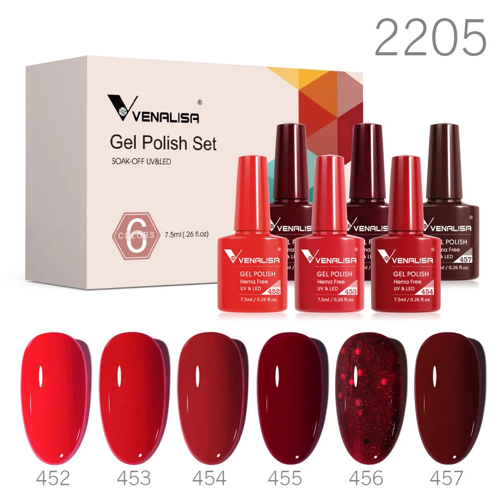 Venalisa Branded Kit Gel Esmalte 6/12 pçs/lote x7.5ml Semi Permanente Cor Neon Novo Alarner Soak Off UV LED Nails Verniz Set