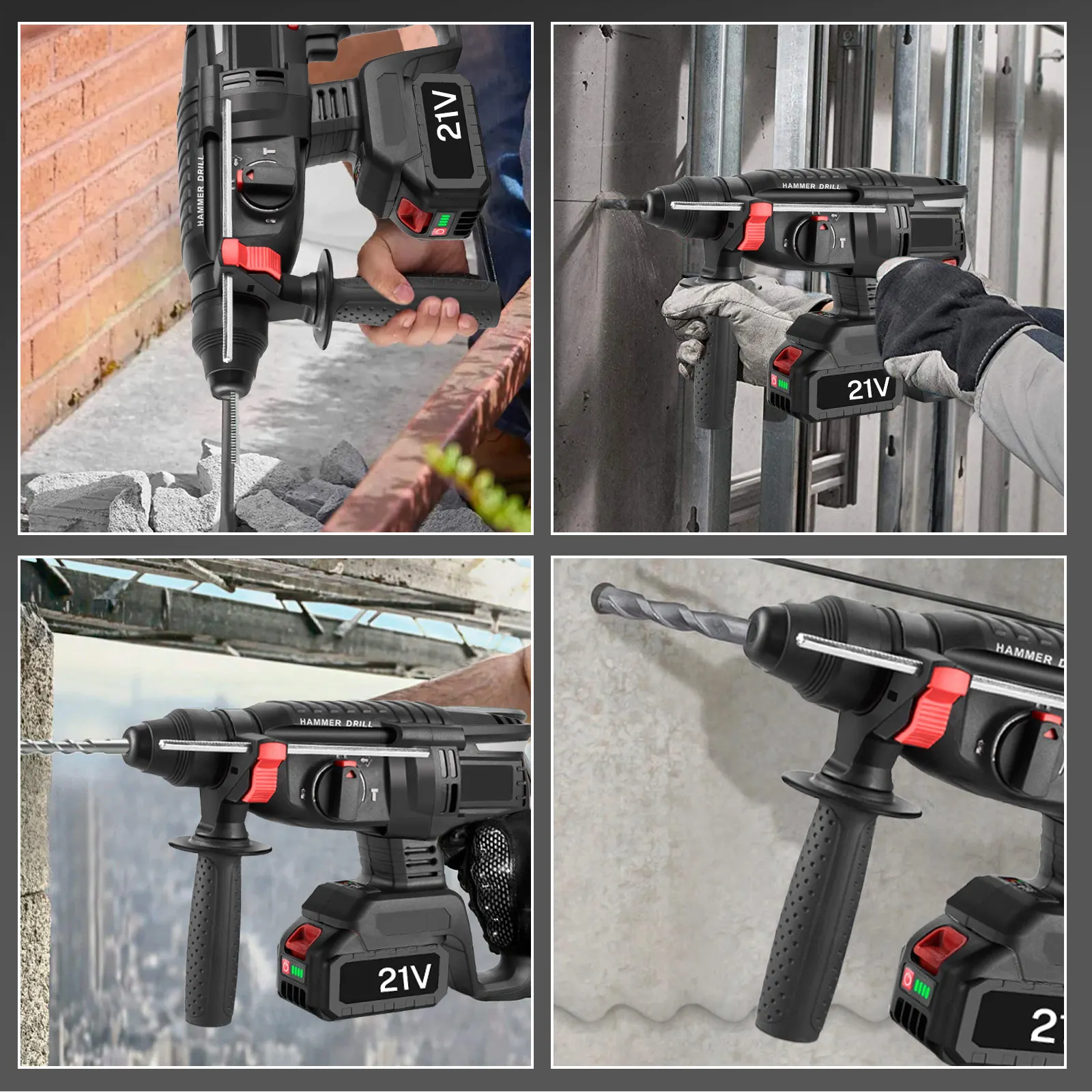1680 W Bürstenlosen Elektrische Hammer Cordless Multi-funktion Bohren Schlagbohrmaschine Dreh Power Tool Für 21 V 18 V batterie – Detail 7