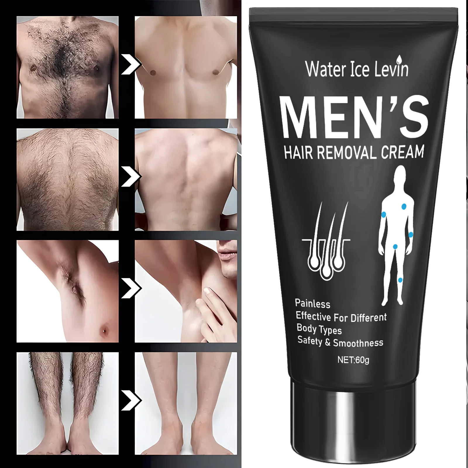60g Unisex Hair Removal Cream Pain-Free Quick And Thorough for Smooth Fresh Skin Confidence Restoration Enjoy Silky Skin