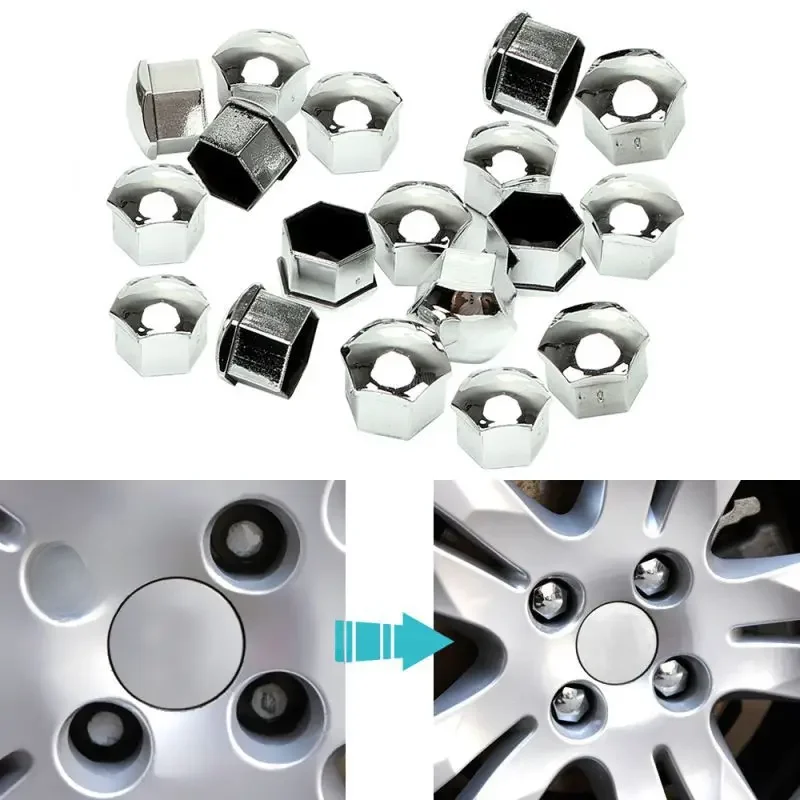 20 pièces 17 19 21mm antirouille Chrome brillant ABS garniture automatique pneu roue écrou vis boulon Protection couvre capuchon universel voiture accessoires