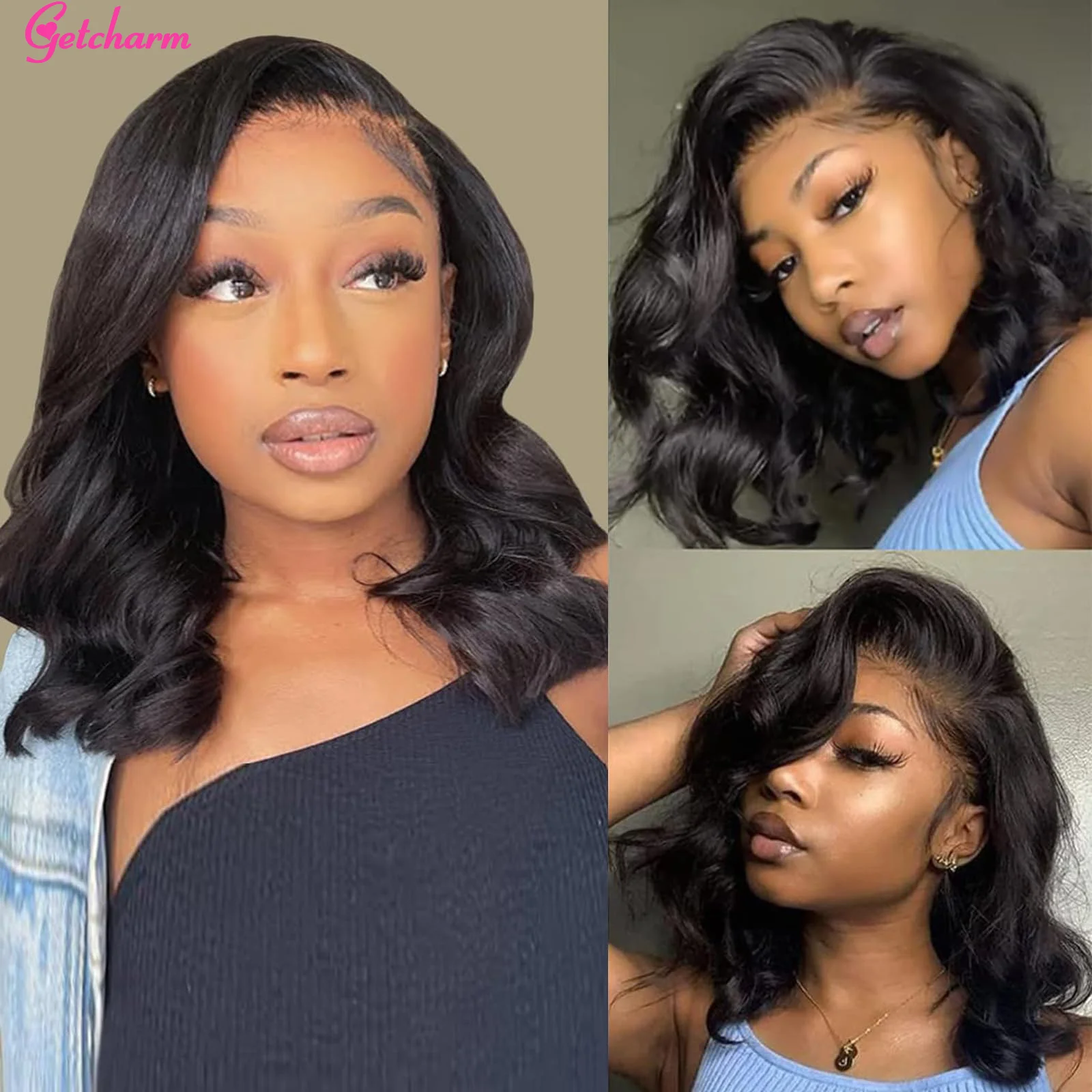 Glueless Wigs Body Wave Bob Wig 13x4 HD Transparent Lace Front Human Hair Wigs Brazilian Short Bob Wigs Pre Plucked Natural Hair