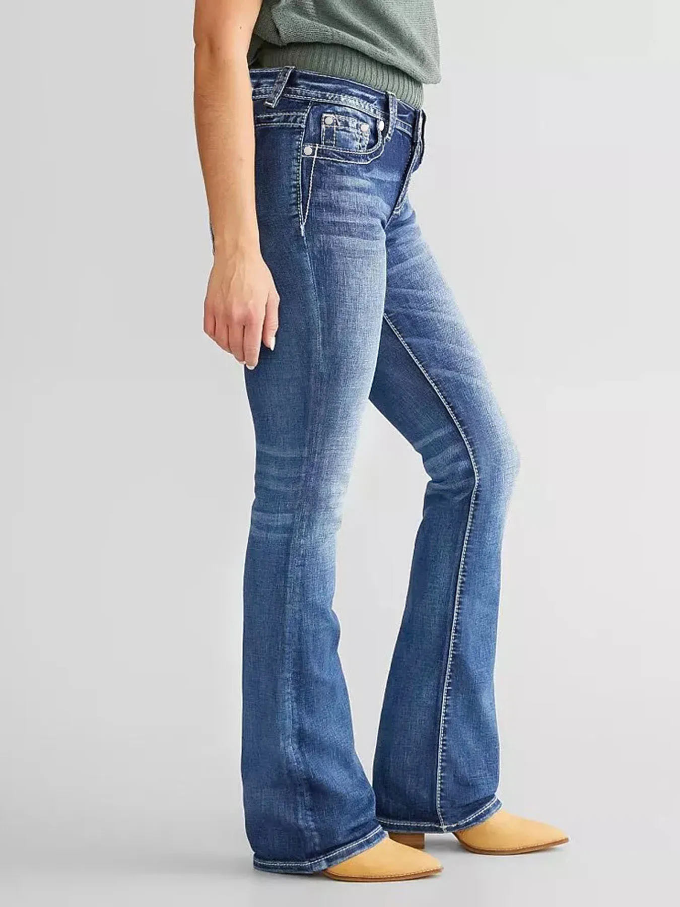 Damskie spodnie dzwony, rozszerzane, retro, modne, podkreślające figurę, dopasowane, elastyczne, streetwearowe.