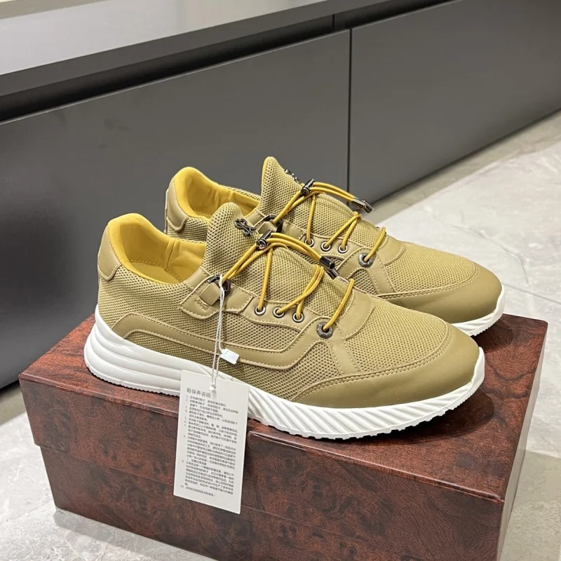 

Мужская элитная роскошная повседневная спортивная обувь из воловьей кожи в стиле пэчворк и дышащей сетчатой ткани