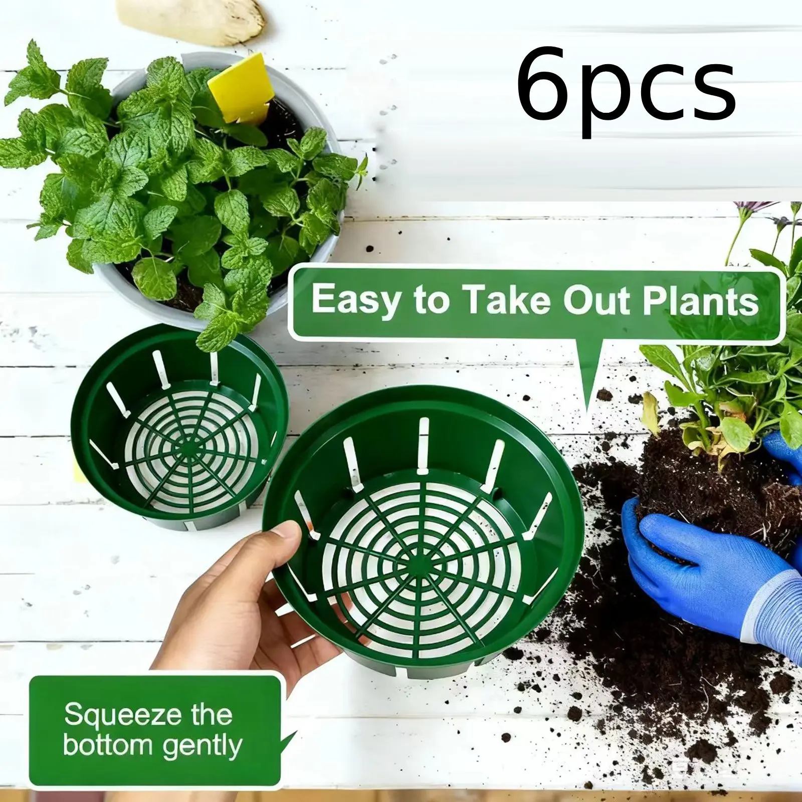 6PC Flower Bulb Baskets Planting Containers Lightweight Weatherproof Plant Baskets with Shovel for Garden Outdoor Bulb Planting