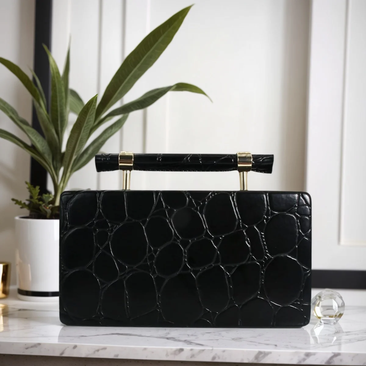 

Модный женский кошелек-клатч из искусственной кожи с цепочкой, сумка через плечо с металлической ручкой, вечерняя сумка для официальной банкетной вечеринки