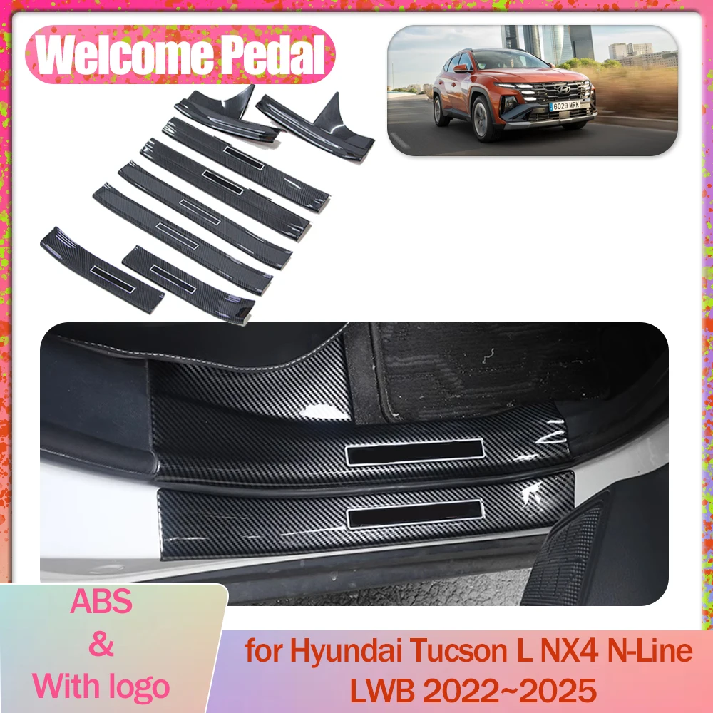 Car Welcome Pedal for Hyundai Tucson L NX4 N-Line LWB 2022~2025 Door Sill Scuff Threshold Guard Plate Trim Strips Accessories