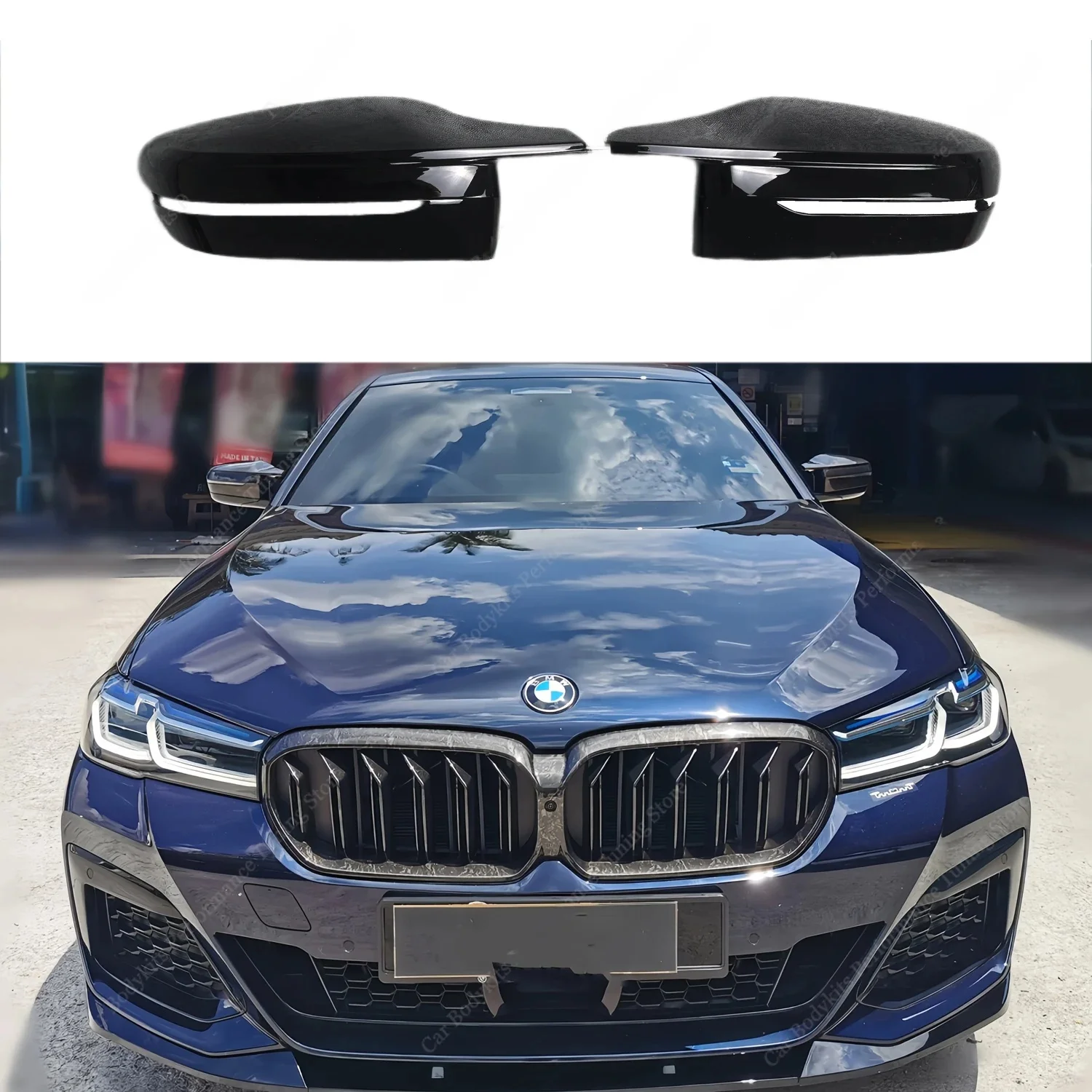 Osłony lusterek wstecznych w stylu M, czarne, błyszczące, ramki obudowy do BMW G30 G31 520d 530i 530d 530e 540i 2017-2023, tuning — 2