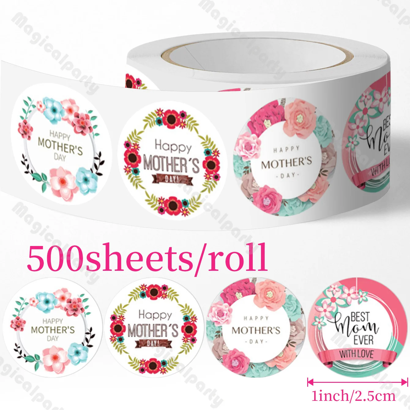 

500pcs Pink Garland Stickers Holiday Party Decoration Label Stickers Gift or Envelope Sealing Stickers Labels