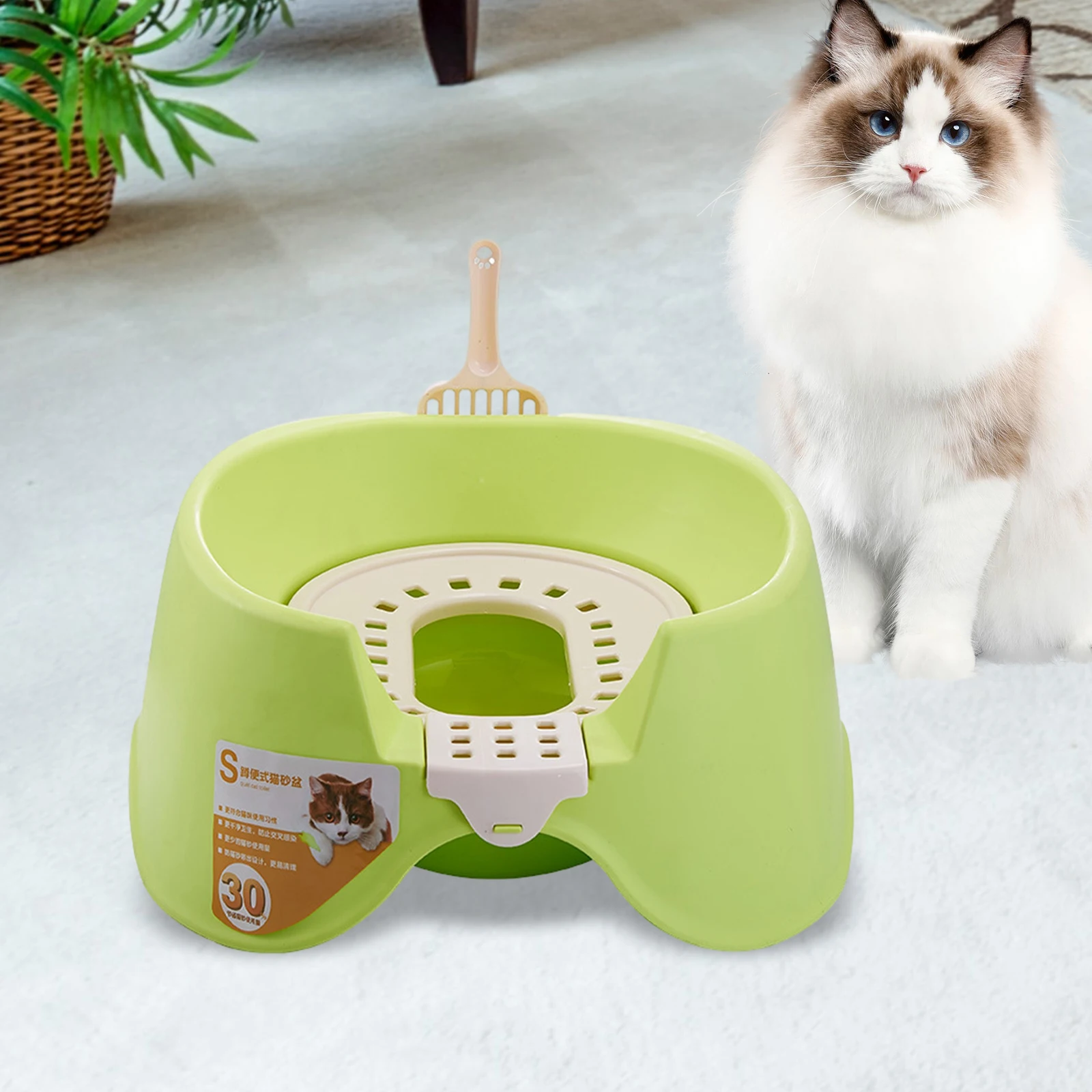Cat Litter Basin Open Top Pet Litter Tray Squat litter box for cats Splashproof Kitty Litter Pan High Sides for All Kinds of Cat