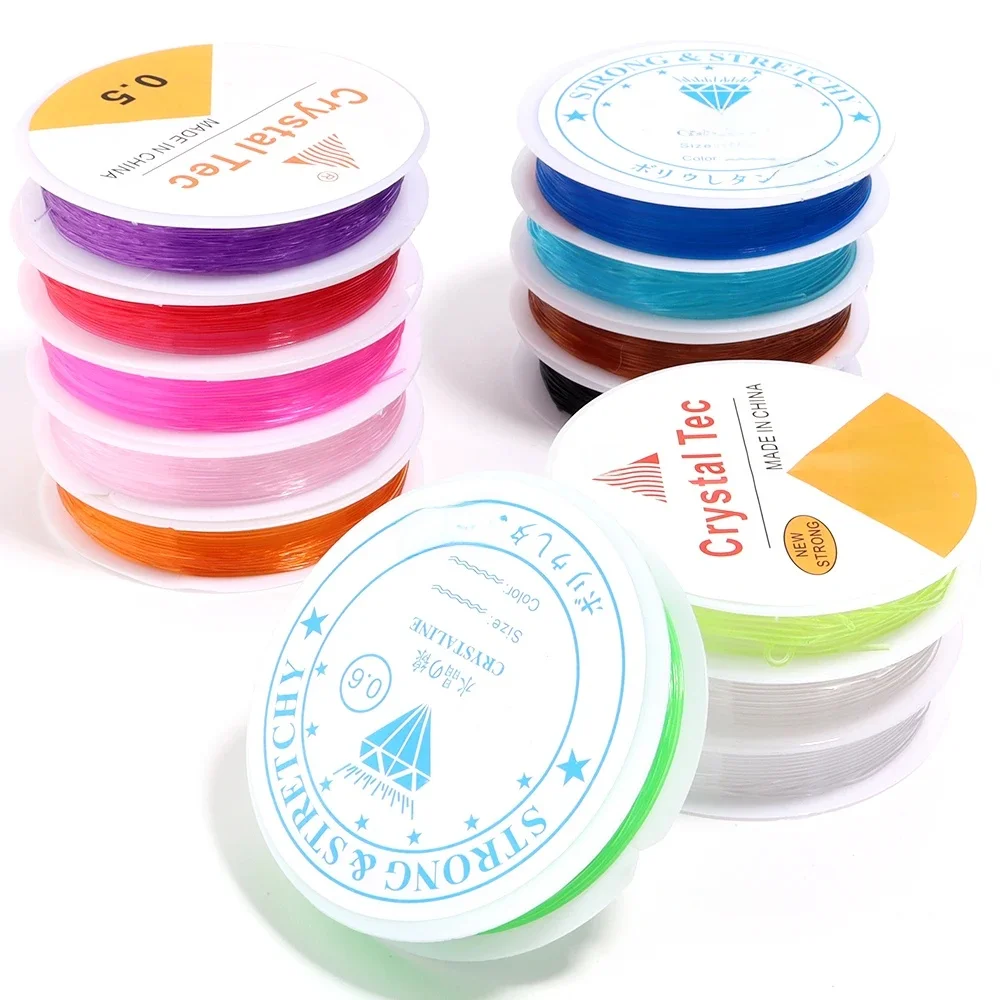 5-15 M/rouleau 0.6/0.8/1mm fil élastique coloré élastique extensible cristal chaîne cordon pour la fabrication de bijoux Bracelet fil de perles