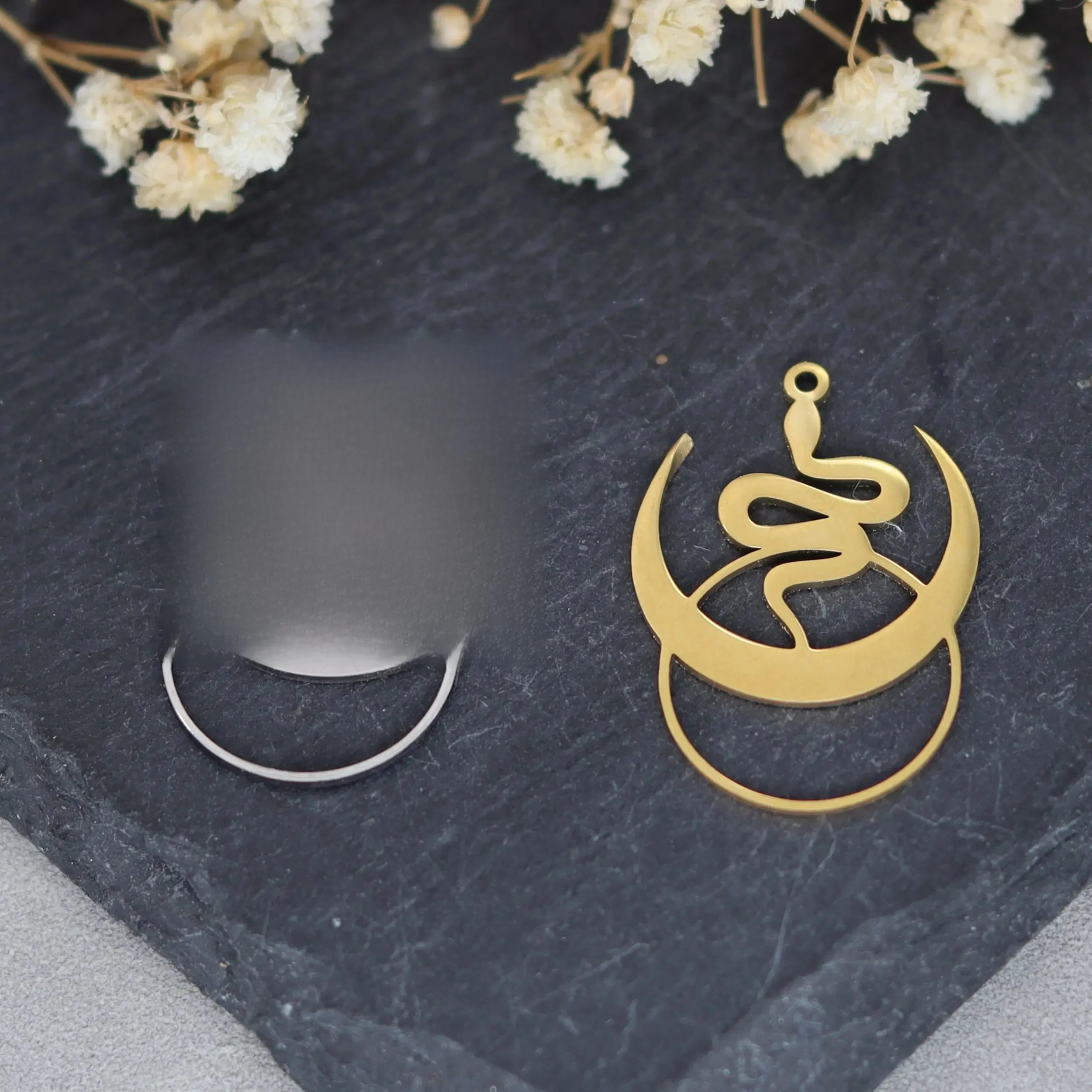 3 sztuk gotyckie Charms półksiężyc wąż DIY Craft kolczyki dla kobiet wisiorek ze stali nierdzewnej Charms do tworzenia biżuterii diy akcesoria — zdjęcie 2
