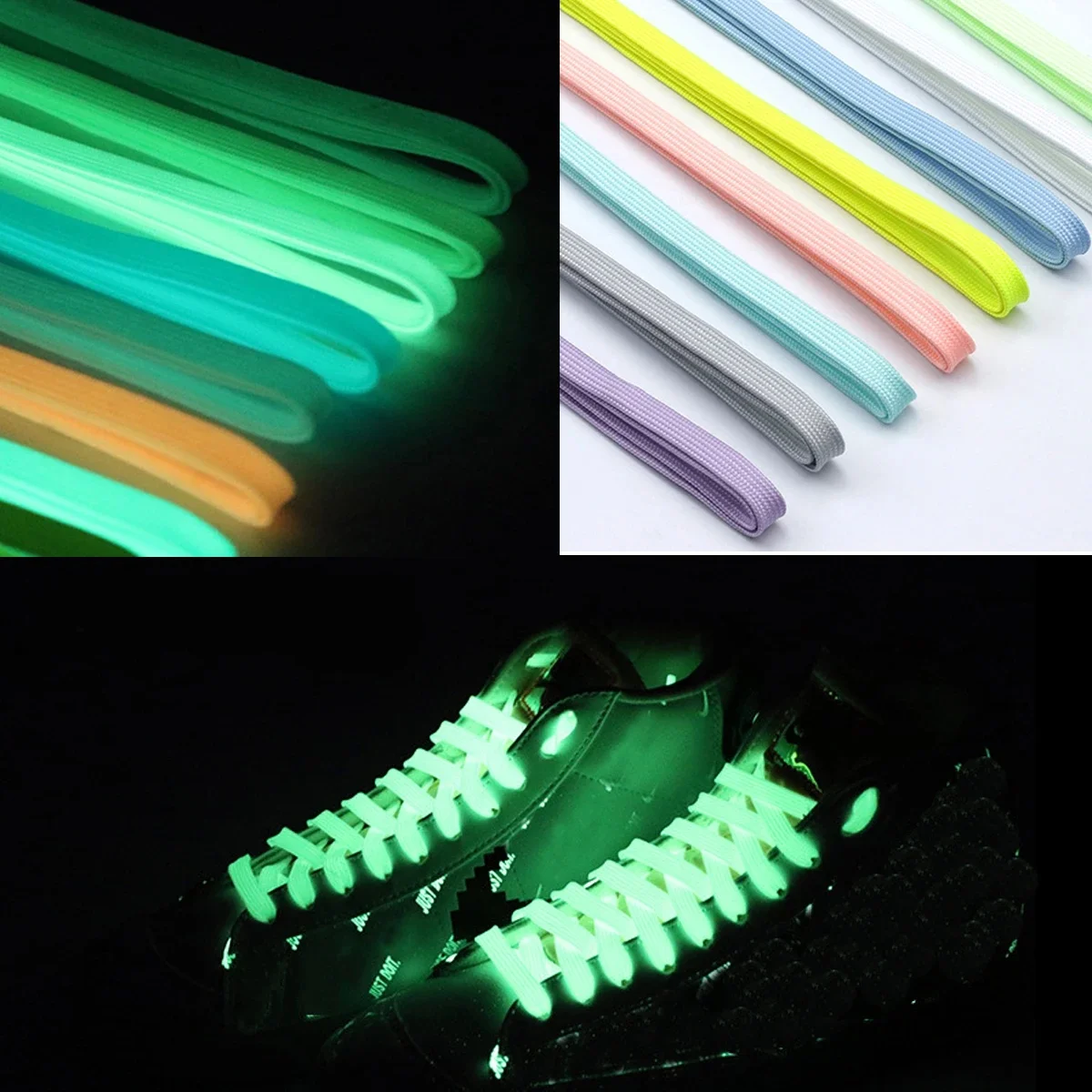 Lacets Lumineux Fluorescents, Plats, pour Chaussures de dehors, pour Bottes de Couleurs, pour ixou Phtaline, 1 Paire