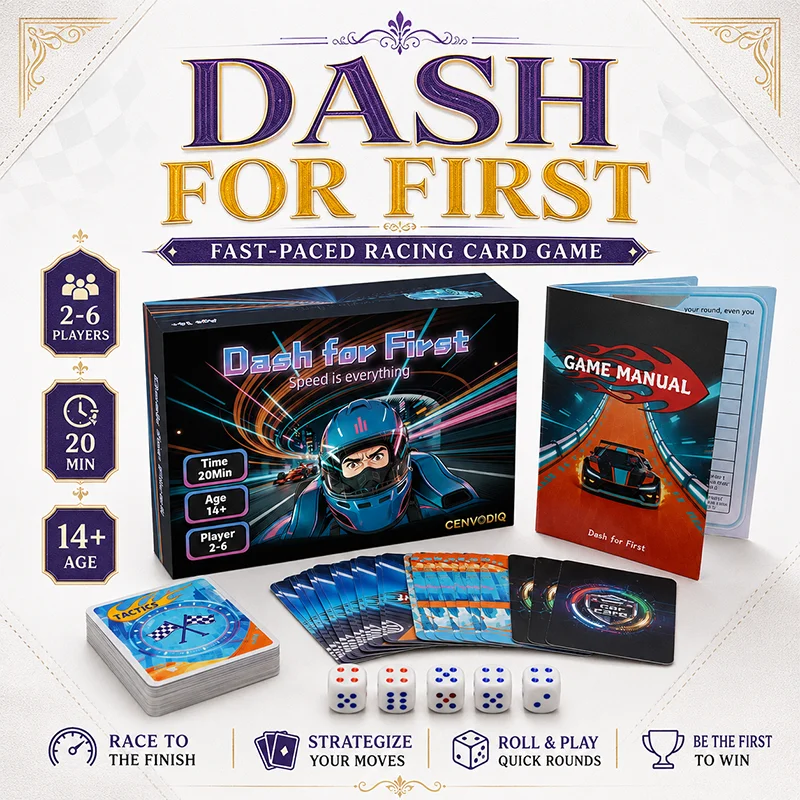 Jeu de société de course automobile, jeu de stratégie de cartes et de dés avec mouvements sur la piste pour les fêtes de famille et les soirées jeux