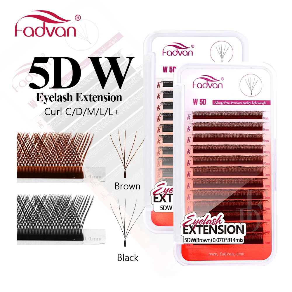 FADVAN 5D ресницы W-образные ресницы Натуральные готовые объемные вееры C/D/L/M Завитки W-образной формы Наращивание ресниц