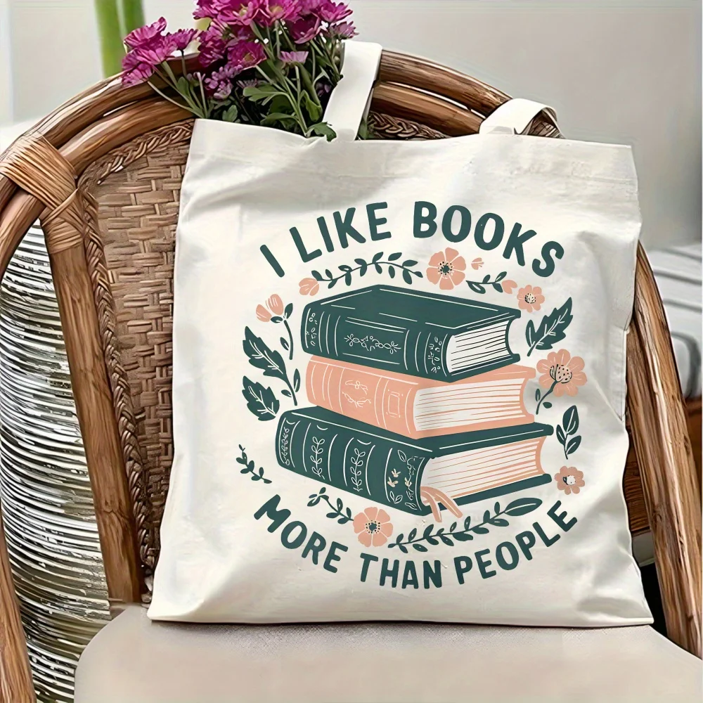 

1 шт. винтажная холщовая сумка через плечо с надписью «Я больше люблю книги, чем людей», легкая складная сумка-тоут с фиксированным плечевым ремнем, многоразовая сумка для покупок, идеальный подарок для поездок на работу, путешествий, шопинга, школы и пра