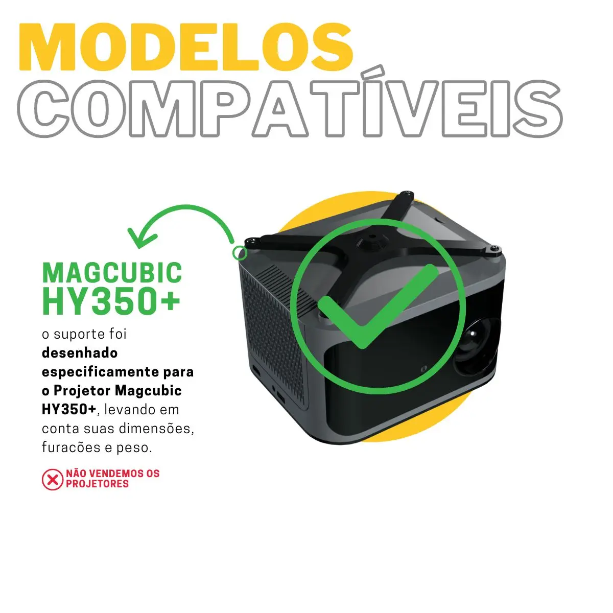Suporte Angulável de Parede e Teto Compatível com Projetor Magcubic HY350+