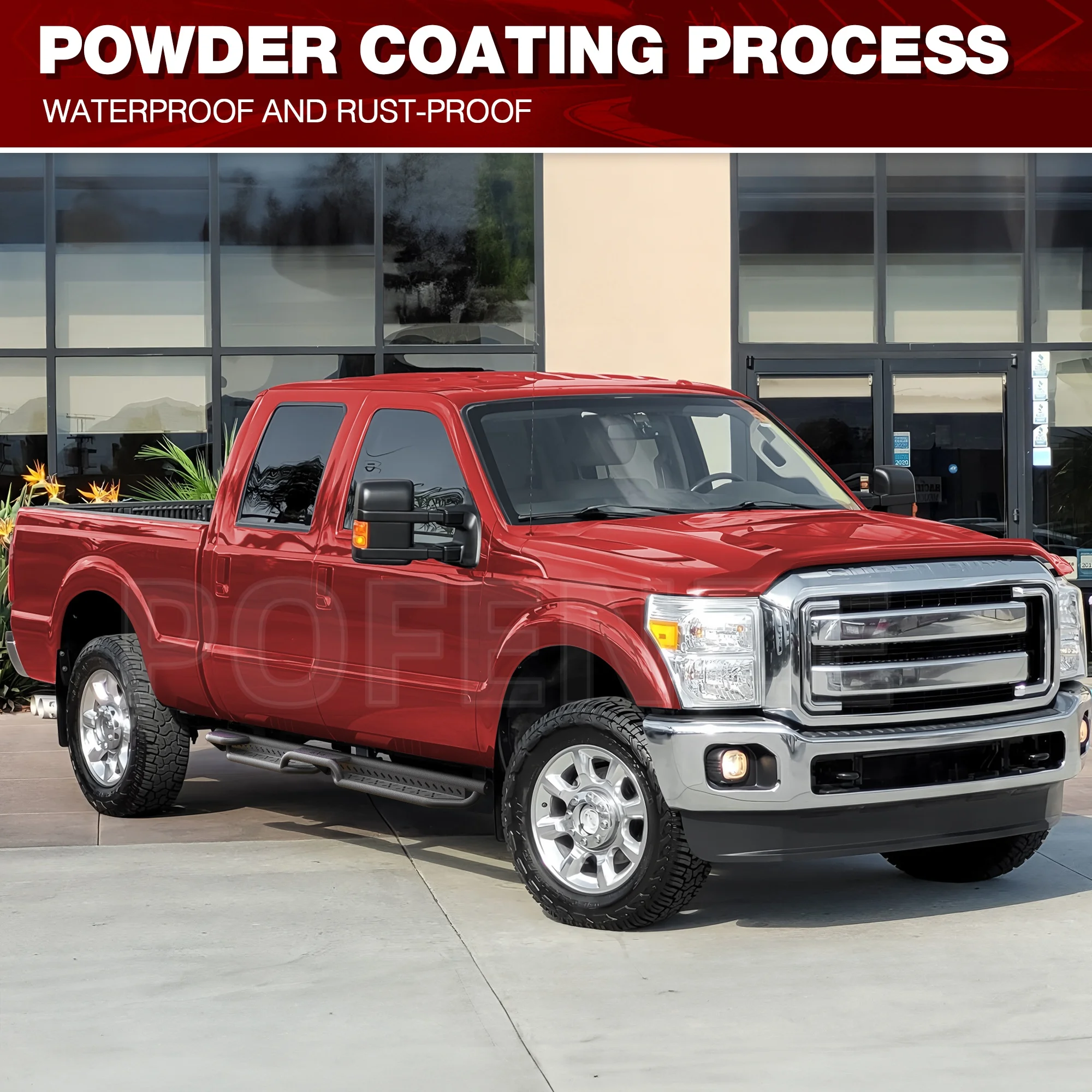 خطوة جانبية للحماية من الصدأ، لوحات تشغيل لـ 1999-2016 Ford F250 SuperCrew 4-Door - سرجين من الفولاذ الكربوني المطلي باللون الأسود