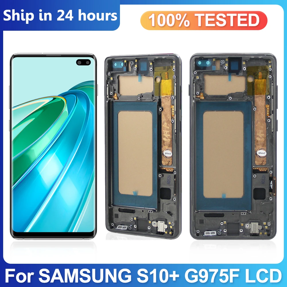 Screen for Samsung Galaxy S10 Plus S10+ G975 G975F Lcd Display Digital Touch Screen +Frame for Samsung Galaxy S10 Plus Assembly