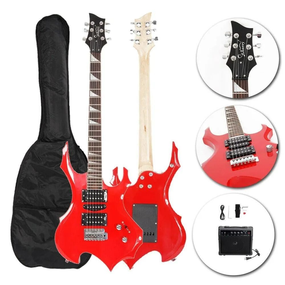 

Стильная электрогитара School Band с чехлом и усилителем 20 Вт, красная