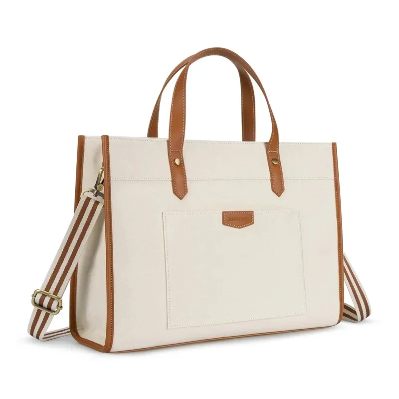 Missnine 15.6 Inch Woman Laptop Briefcase Tote Canvas ipad Bag Work Shoulder Bag Casual Tote Bag for Travel Office College — zdjęcie 2