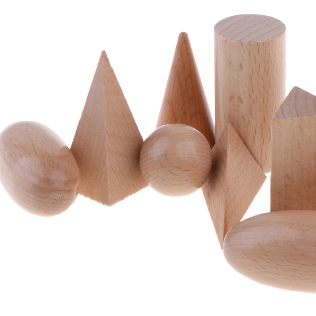 1 Set Wooden 3d Shapes Geometric Solid Blocks Preschool Learning Early Education Building Blocks Educational Toys Math Montessor