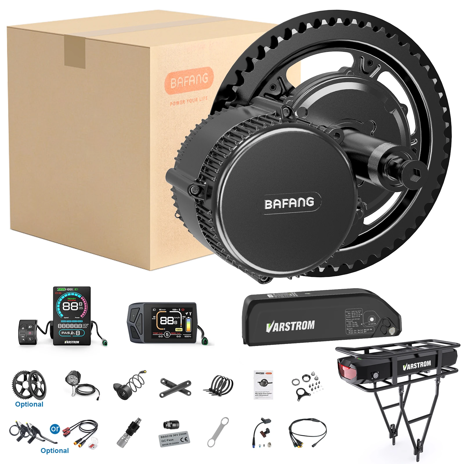 [EU Direct] Kit di conversione per e-bike BAFANG 36V 350W con motore centrale M215 BBS01B BBS01, motore con batteria e display opzionali