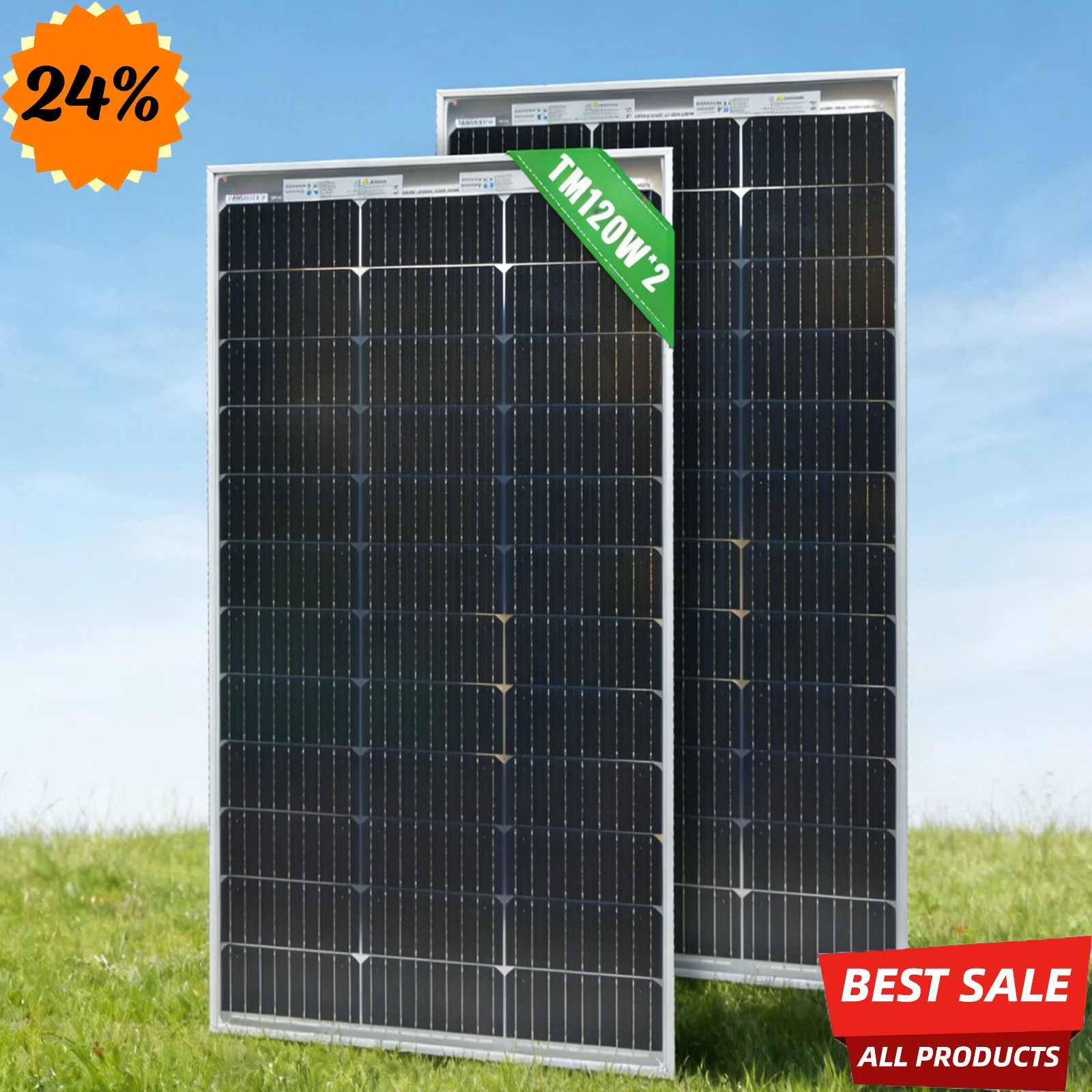 120 W 12 V bifaciaal zonnepaneel, 2 stuks, 240 W monokristallijn zonnepaneel, ideaal voor het opladen van 12 V-batterijen, voor camper, G