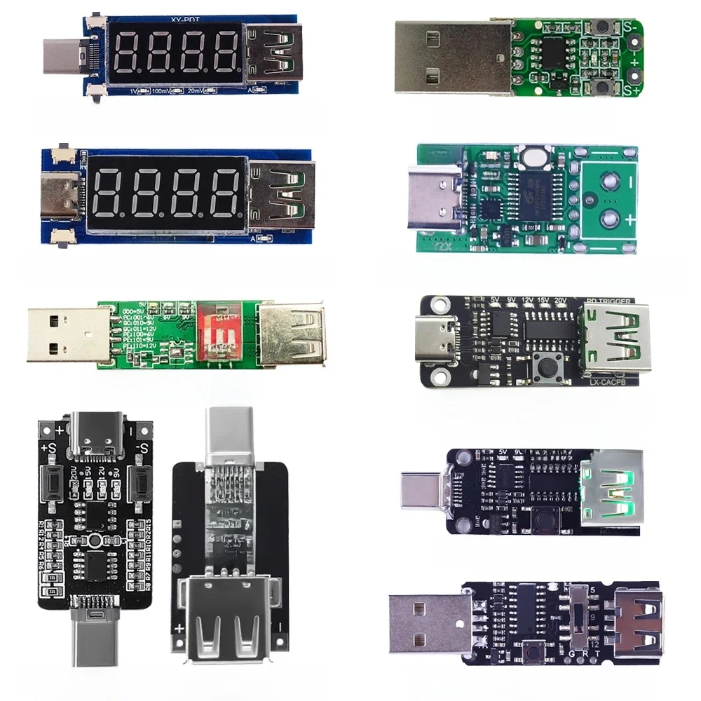 Rodzaj USB-C PD Decoy tablica wyzwalacza PD2.0 3.0 QC 2.0 3.0 wsparcie wyświetlacz LED amperomierz miernik napięcia Tester detektor 5V 12V 20V na zewnątrz — zdjęcie 2