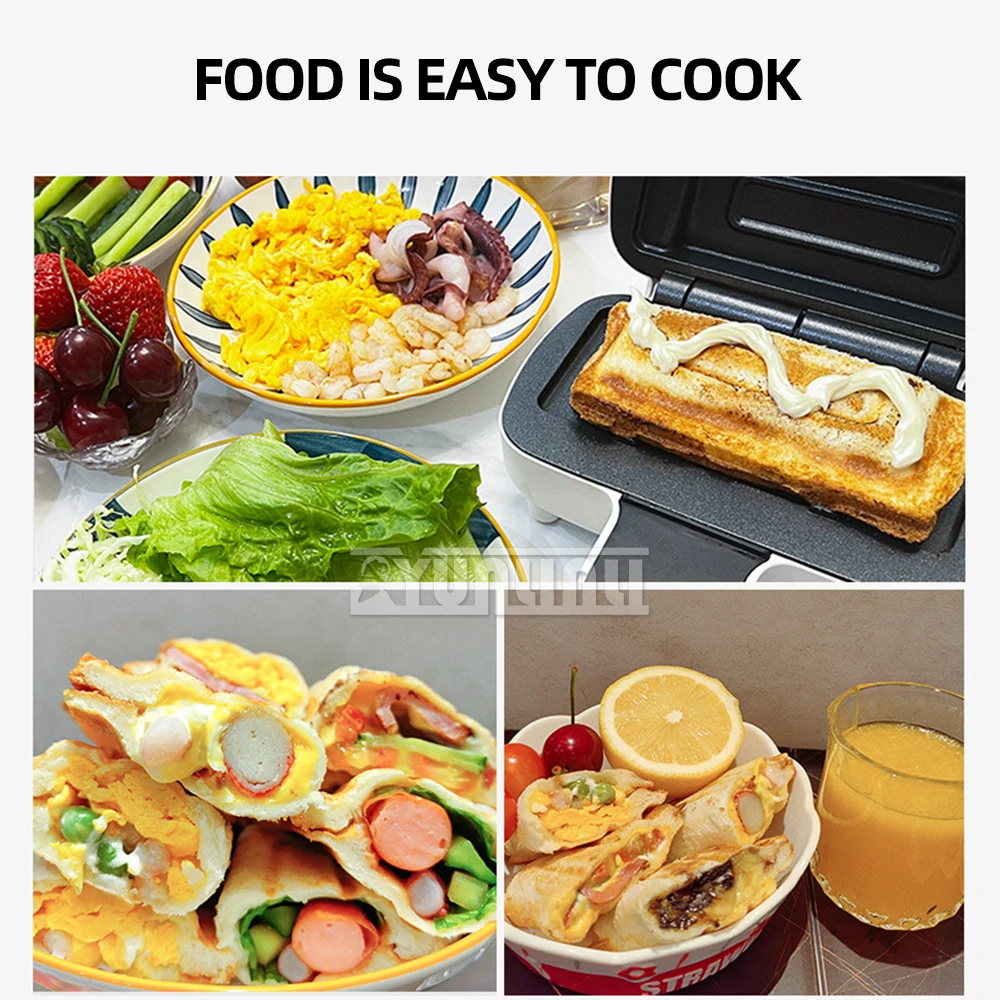 Machine à petit-déjeuner domestique multifonctionnelle, machine à sandwich, chauffage double face, JxMachine
