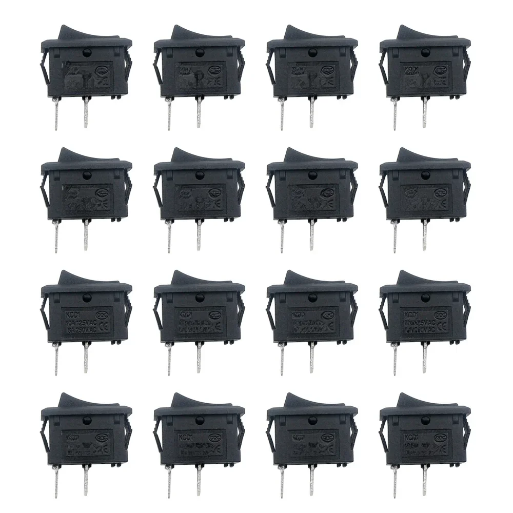 5/10 sztuk KCD1-101 AC 6A 250V 2 Pin ON/OFF I/O SPST Snap in Mini czarny przycisk przełącznik kołyskowy łodzi 15*21MM — zdjęcie 2