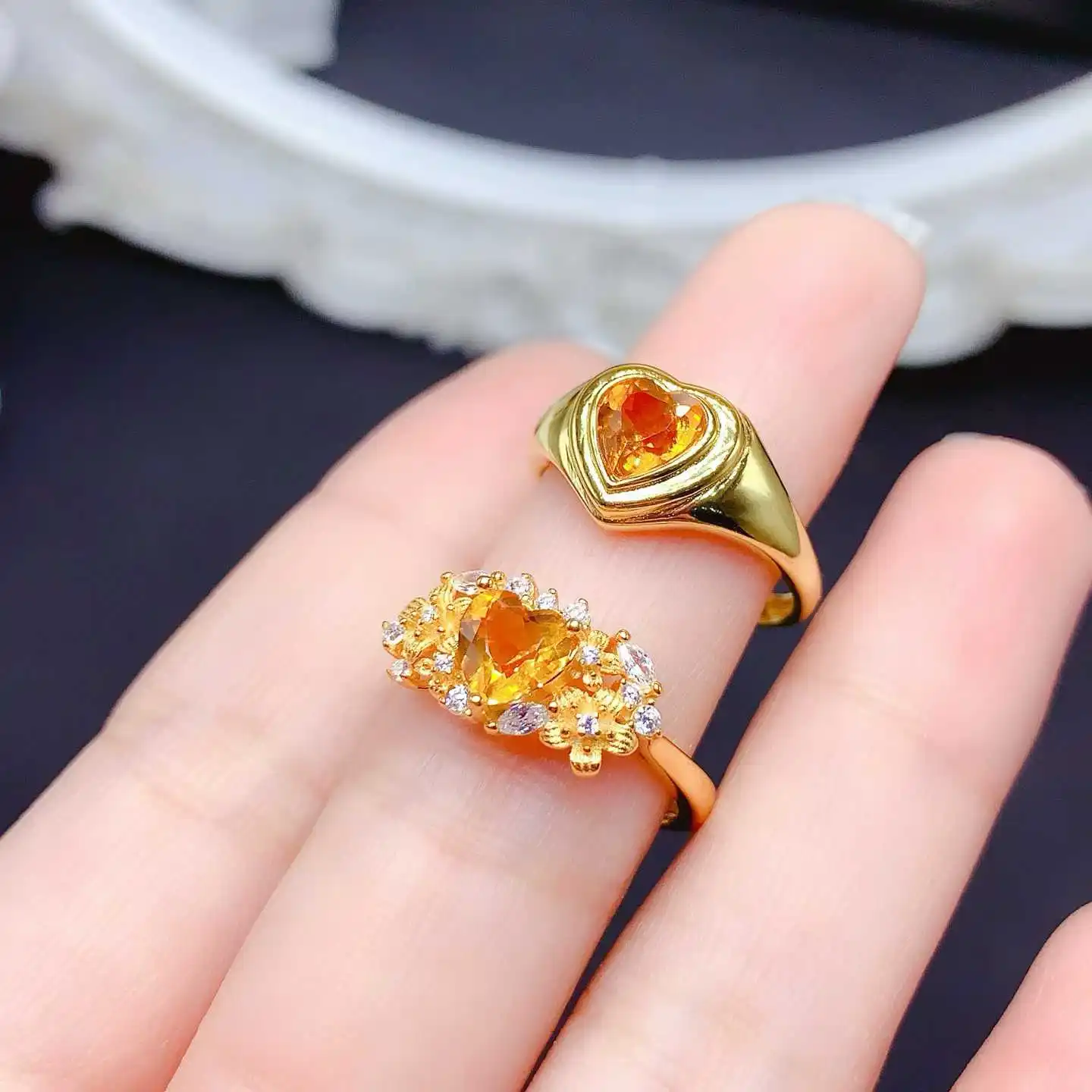 

KJJEAXCMY Natural Gemstone Women's Luxury Impurity Free Yellow Crystal Ring New 925 Pure Silver Inlay Gift for Girlfriend