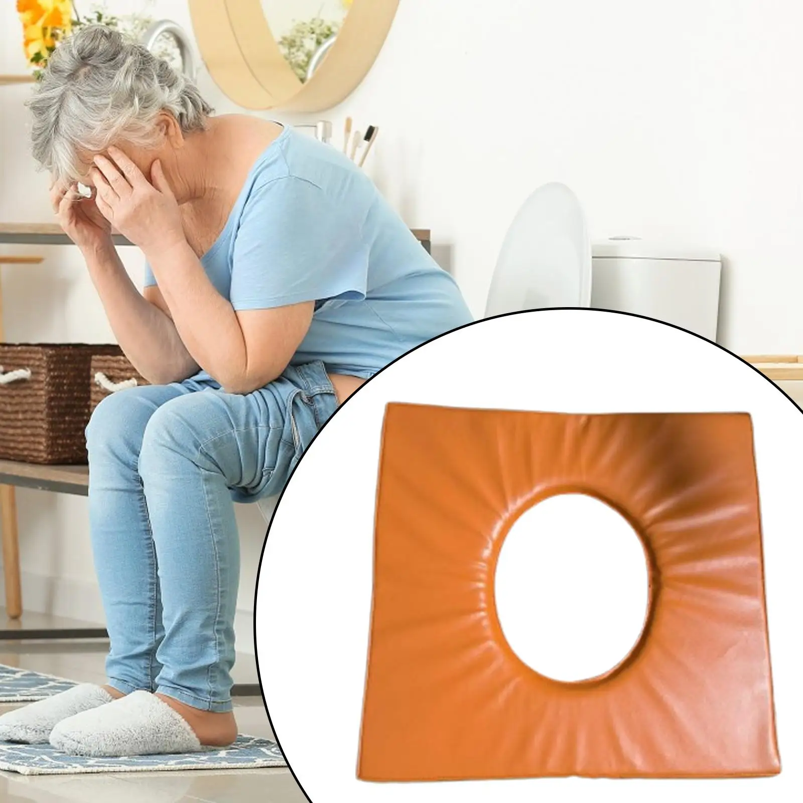 

Commode Seat Cushion Reusable Bathroom Attachment Padded Toilet Seat Cover Pad for Bedridden Handicapped Seniors Adults Elderly