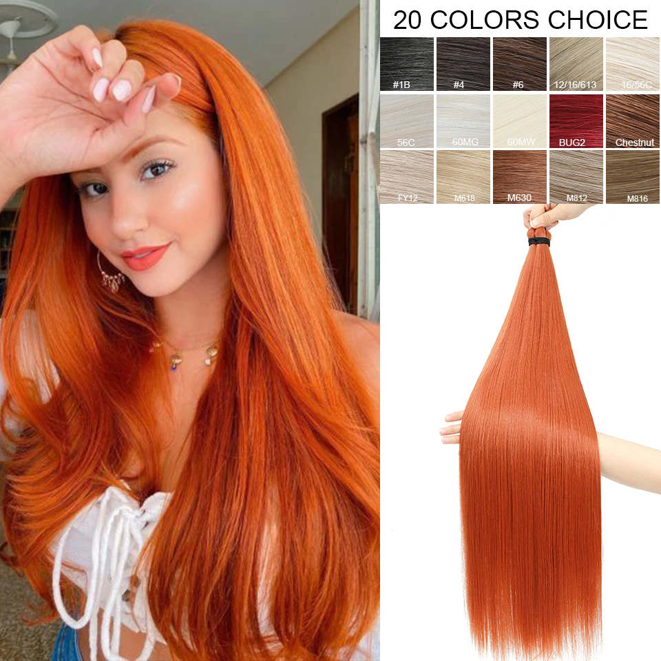 

28” Ombre Blonde Twist Crochet Braiding Hair Extensions High Temperature Straight Hair Bundle Synthetic Pony Tail Hair For Women