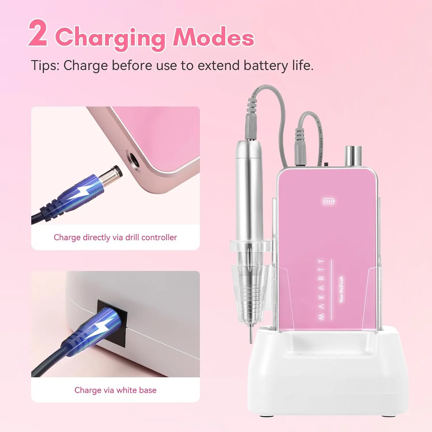 Professionele Nail Boor, Nouvella 35000Rpm Elektrische Nagelvijl Machine Met Coreless Motor Oplaadbare Efile Voor Nagels Gel