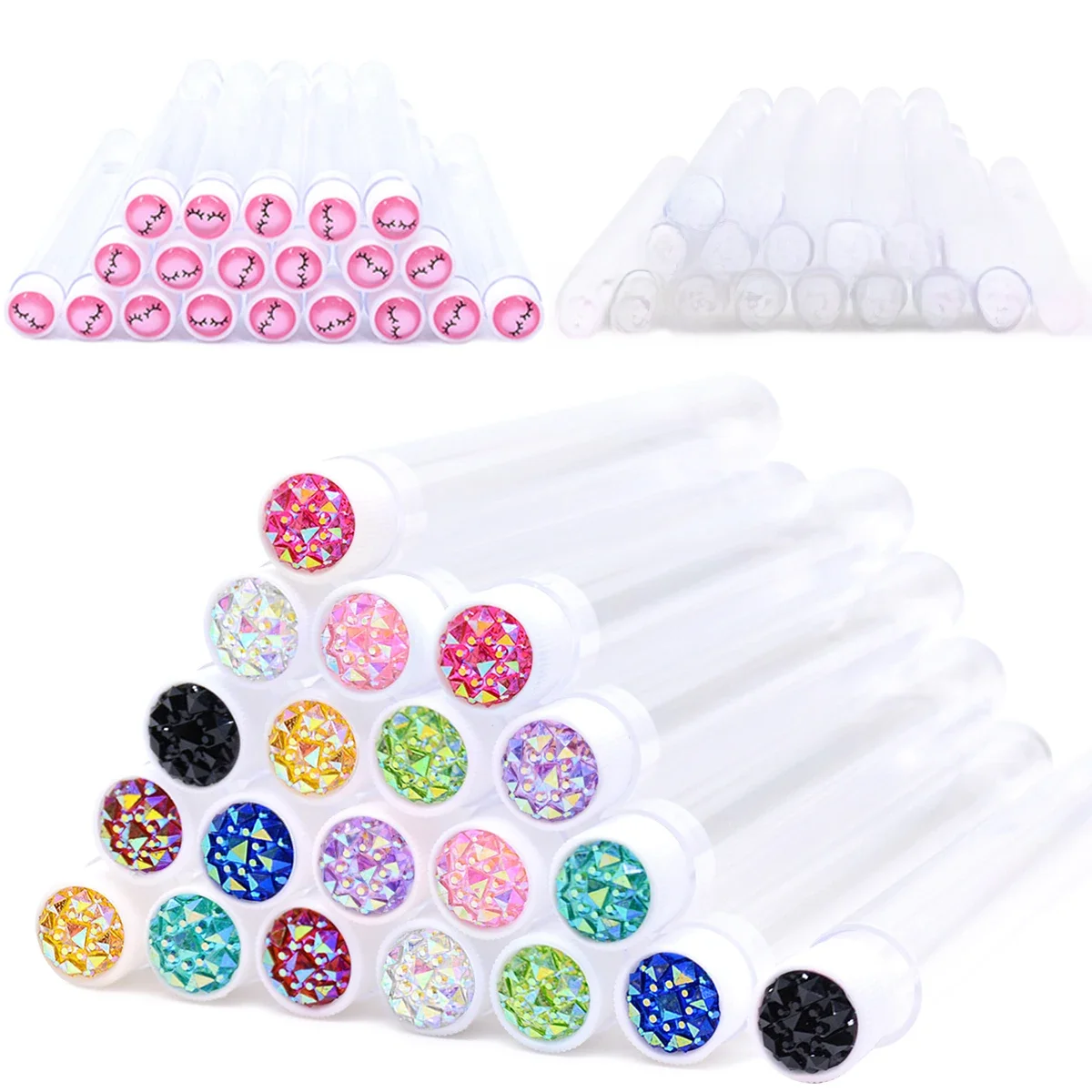 20 stücke Leere Wimpern Pinsel Rohre Wiederverwendbare Wimpern Mascara Zauberstab Container Funkelnden Lash Spoolies Kämme Staub-proof Flasche fall
