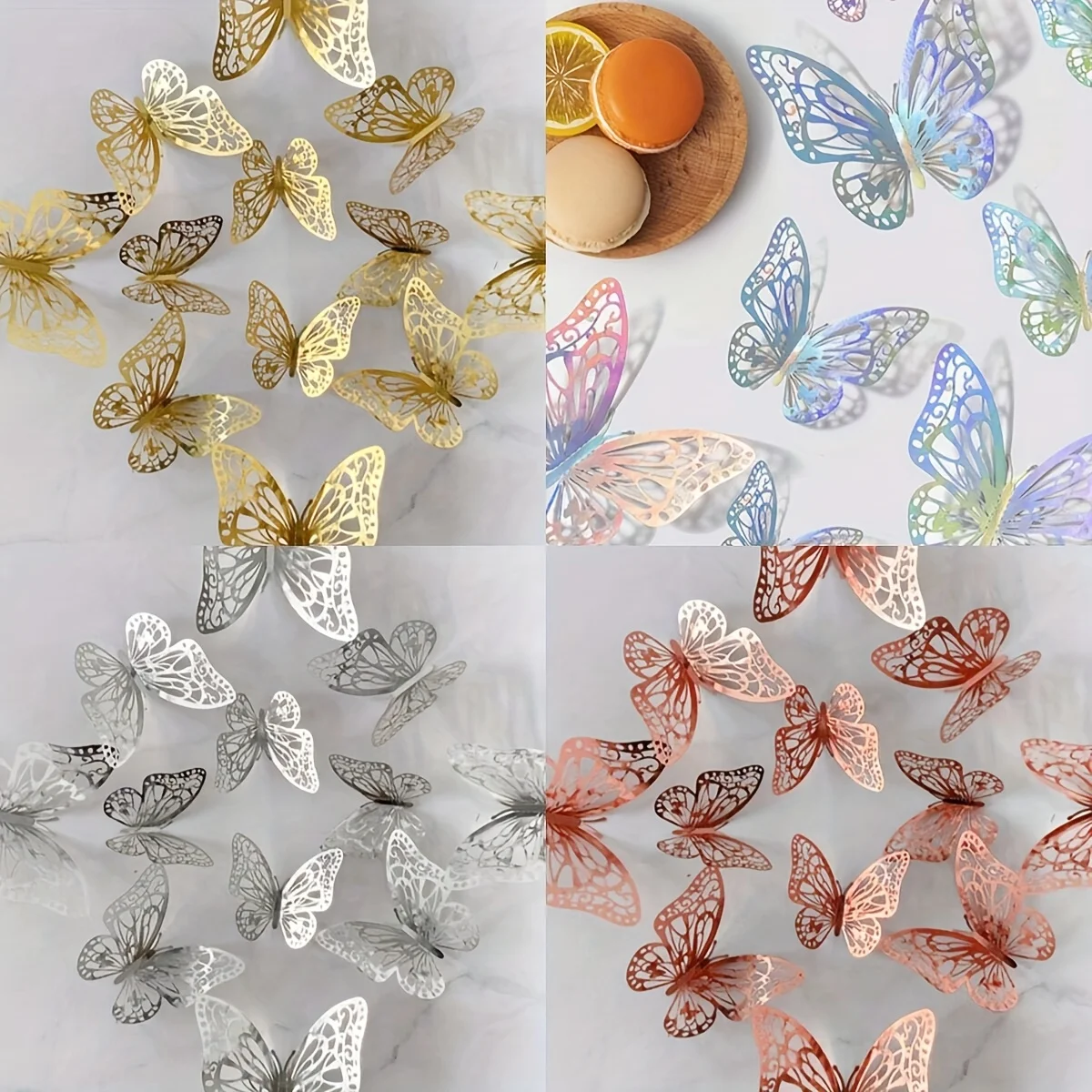 12 قطعة من ملصقات تزيين الفراشة ثلاثية الأبعاد ثلاثية الأبعاد، ملصقات فراشة واقعية، مناسبة لغرفة المعيشة المنزلية في ديسمبر