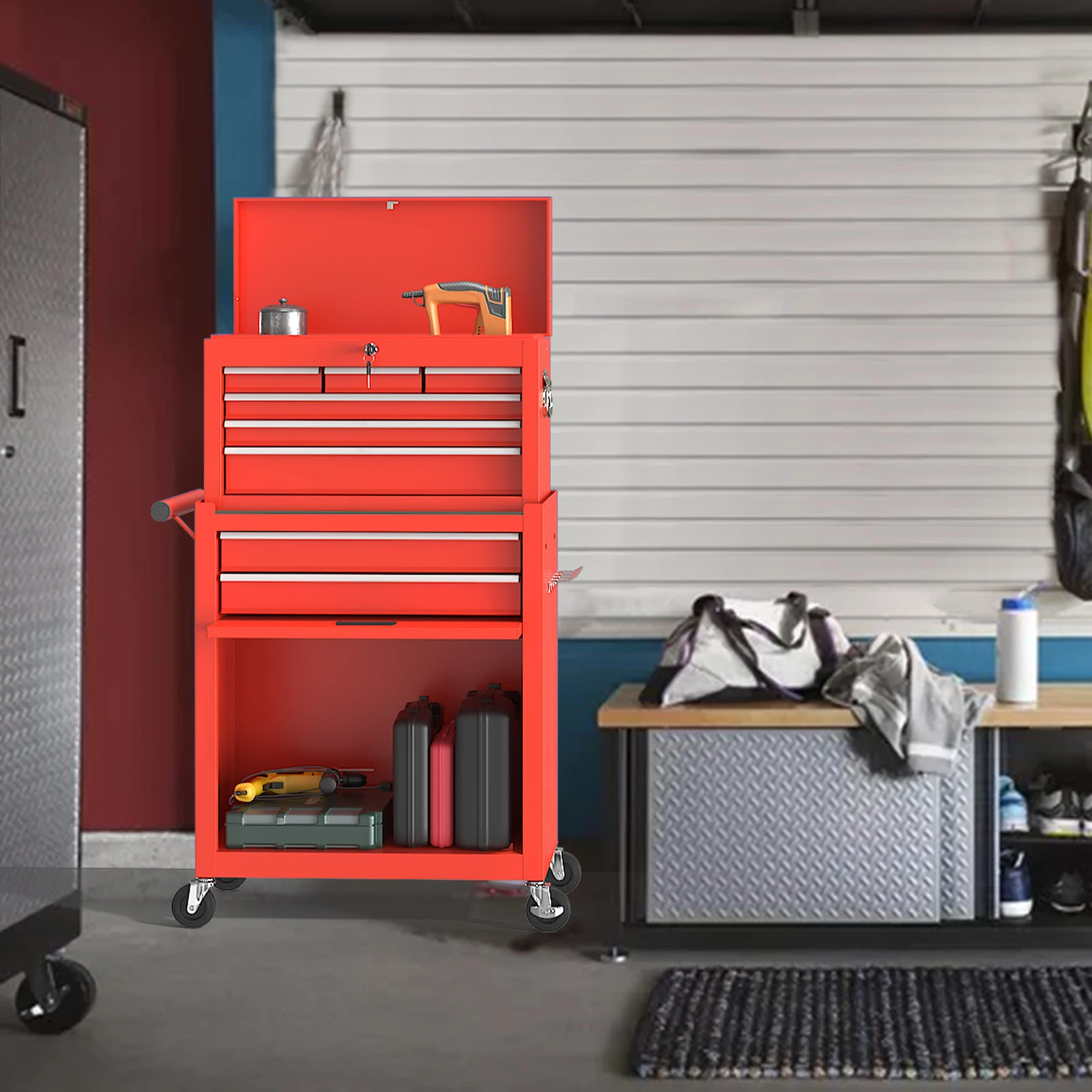8 drawer tools chest,RED
