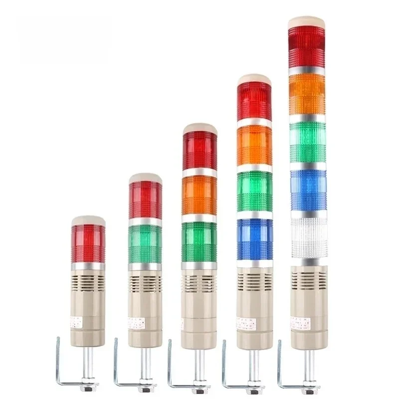 Industriële Multilayer Veiligheid Stapel Alarm Lamp Side Opknoping Led Signaal Toren Waarschuwingslampje DC12V/24V AC110V/220V Met Zoemer - afbeelding 2