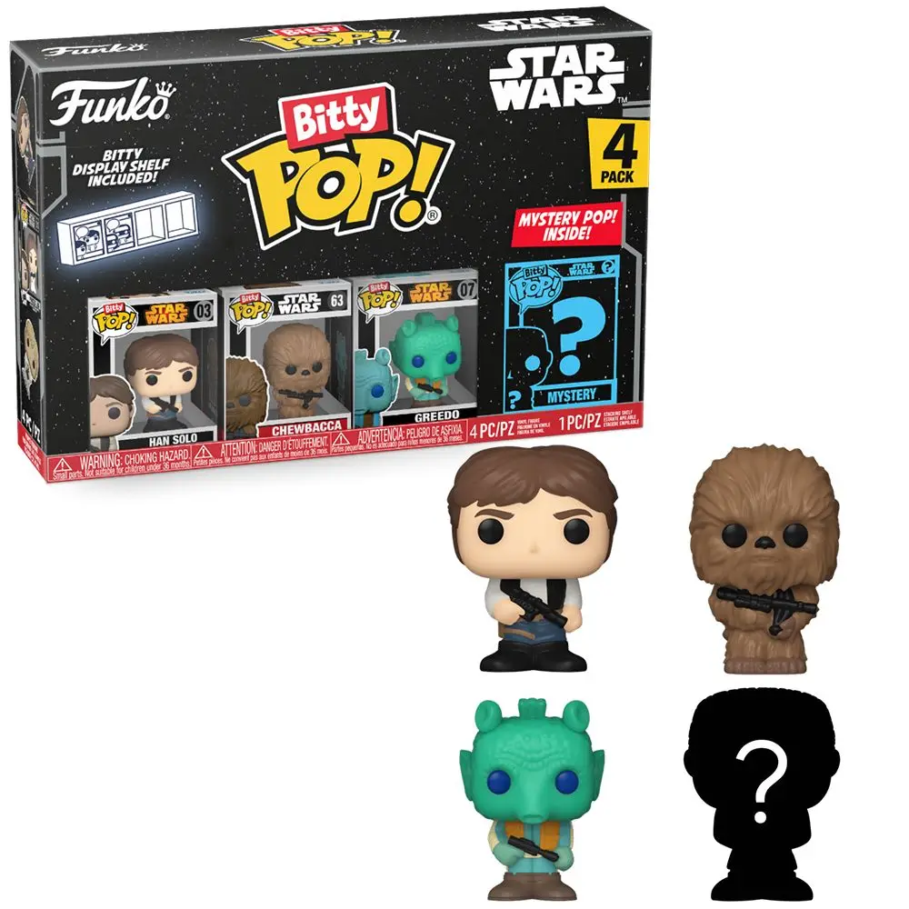 Funko Bitty Pop! Star Wars - Han Solo, Chewbacca, Greedo and do?, 71513, original, toys, boys, girls, gifts, collector, dolls, shop, box, new, man, official license