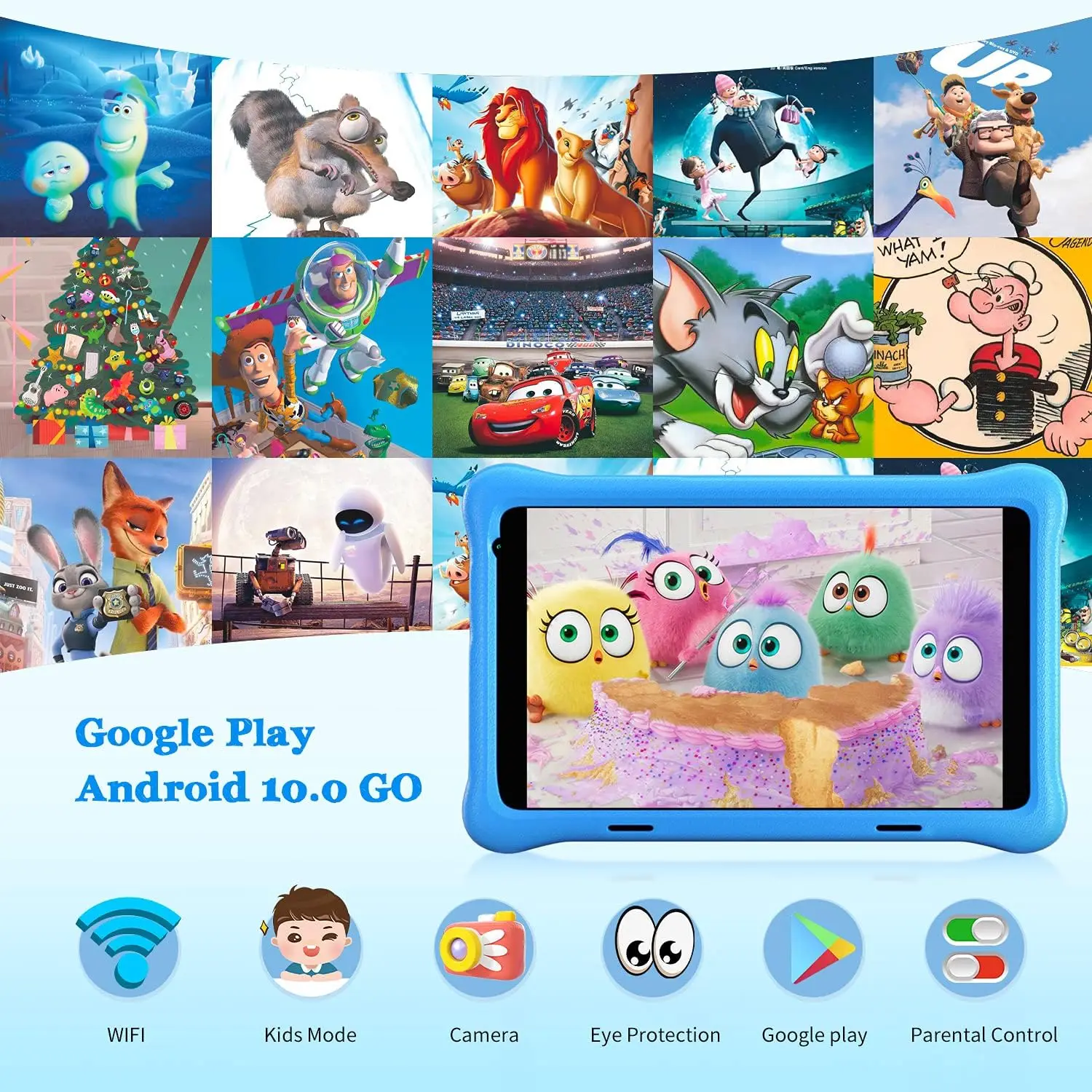 TK801 Tablet per bambini 8 pollici 2GB RAM 32GB ROM con Slot espandibile da 128GB protezione per gli occhi Software e giochi a prova di bambino precaricati