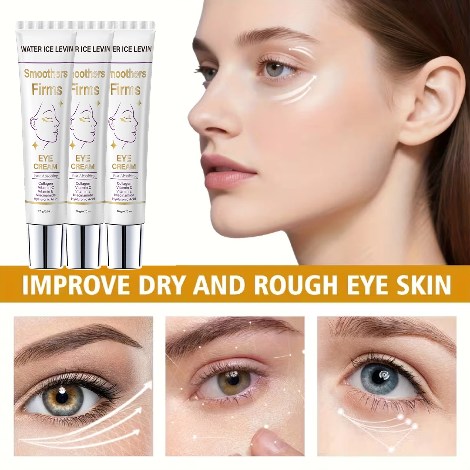 Water Ice Levin Collagen Eye Cream 20g Niacinamide VC Hyaluronic Acid Gentle Hydrating Firming Under Eye Skin Care