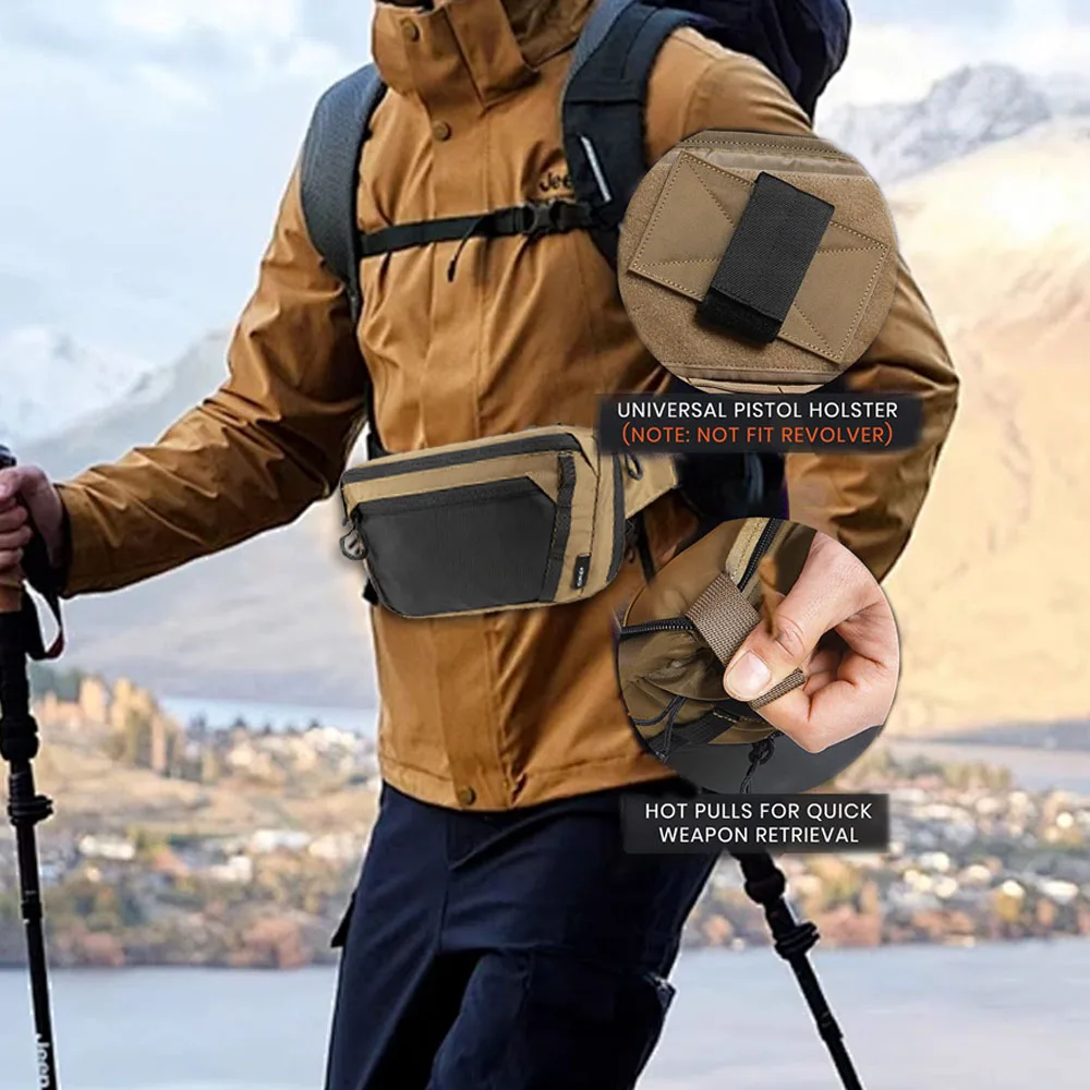 

Tactical CCW Fanny Bag, Concealed Carry Fanny Pack with Adjustable Waist Belt Zippered Pockets Everyday Hip Pack for Men Travel